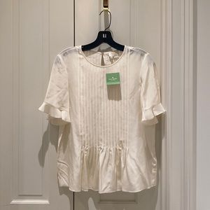 NWT kate spade pintuck silk top, size small